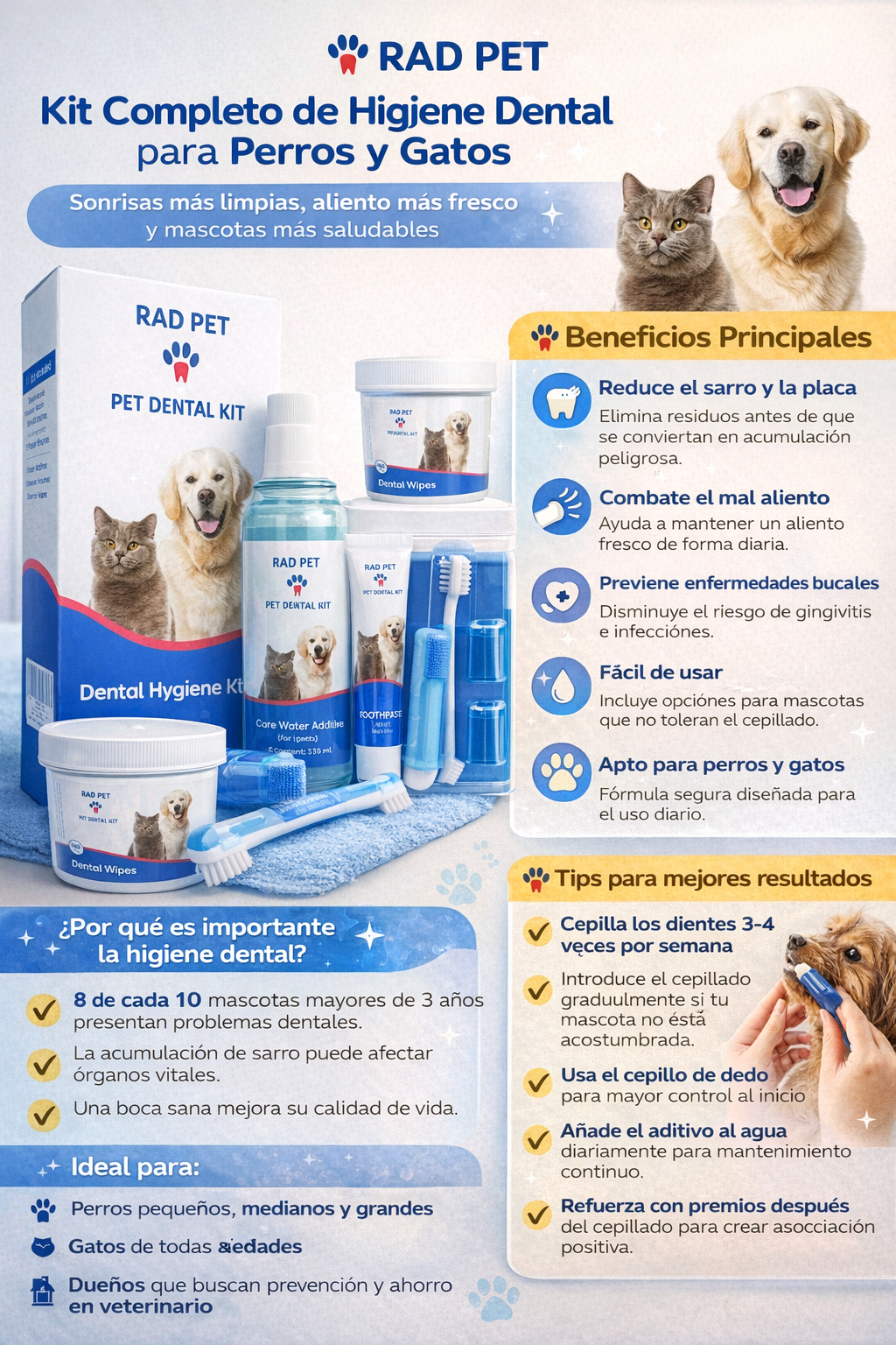 Kit Dental para Mascotas con Pasta Dental Enzimática y Más UltiCare Alingpulse