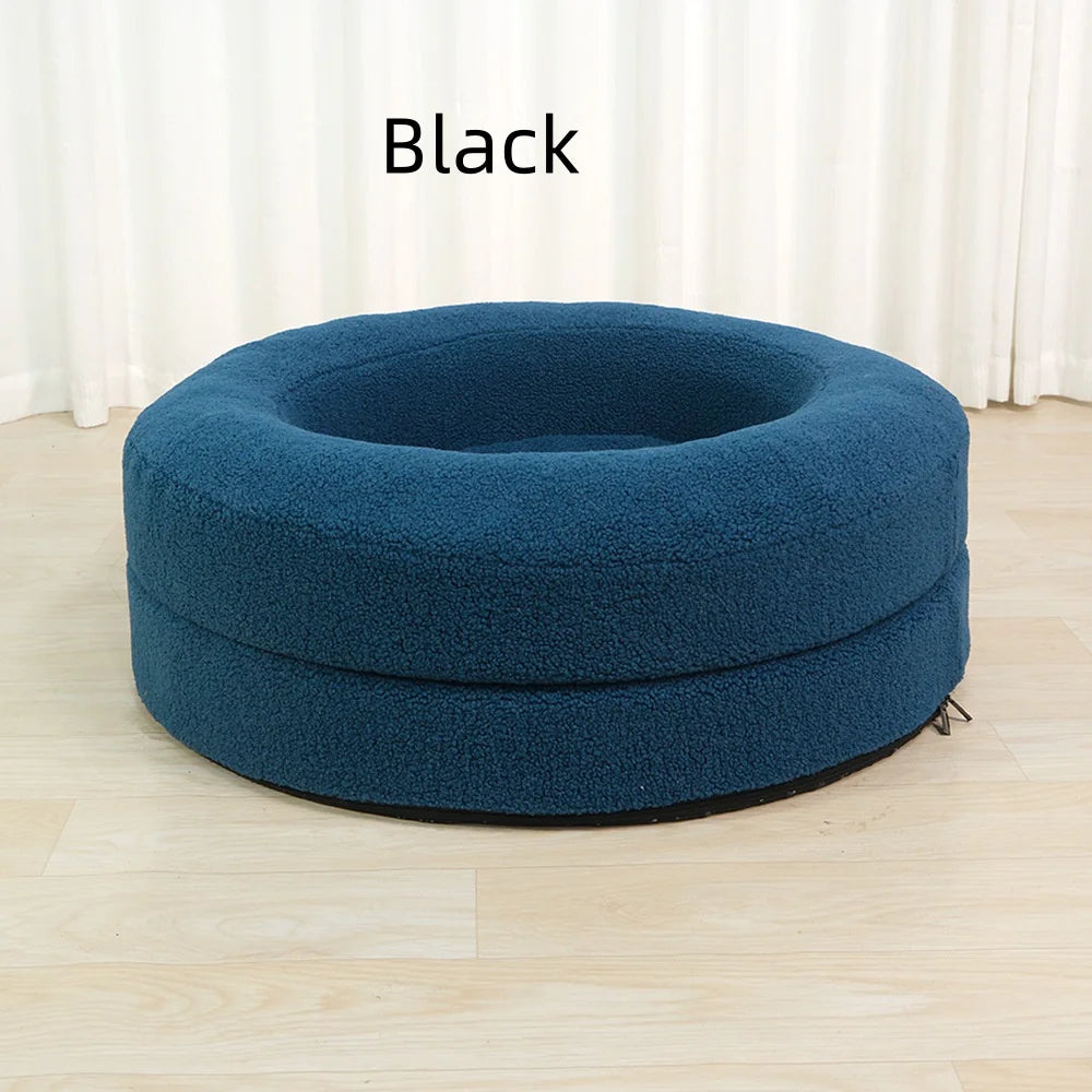Solid Color Plush Round Cat Bed – Soft Pet Nest for Cats Alingpulse