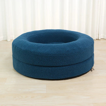 Solid Color Plush Round Cat Bed – Soft Pet Nest for Cats Alingpulse