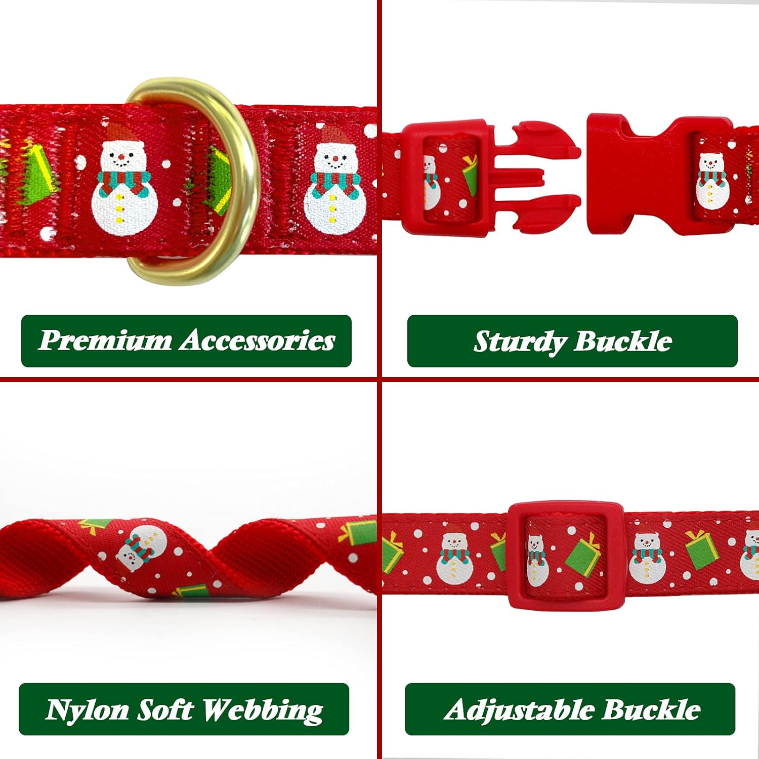Christmas Dog Collar Adjustable Xmas Dog Collars with Christmas Antler Bow Tie Accessories Snowman Dog Collar for Medium Dogs