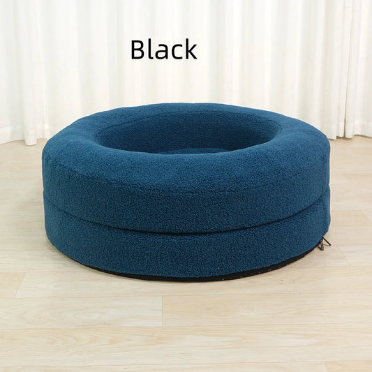 Solid Color Plush Round Cat Bed – Soft Pet Nest for Cats Alingpulse