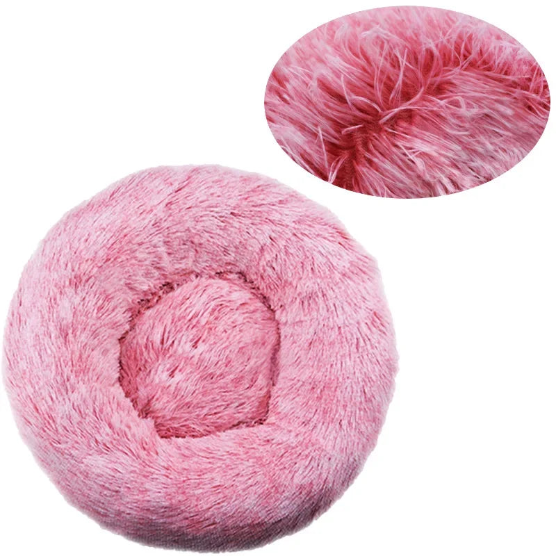 Large Round Pet Bed (40-90cm) - Super Soft Plush Dog House for Medium to Large Dogs and Cats - Cozy Winter Sleeping Solution