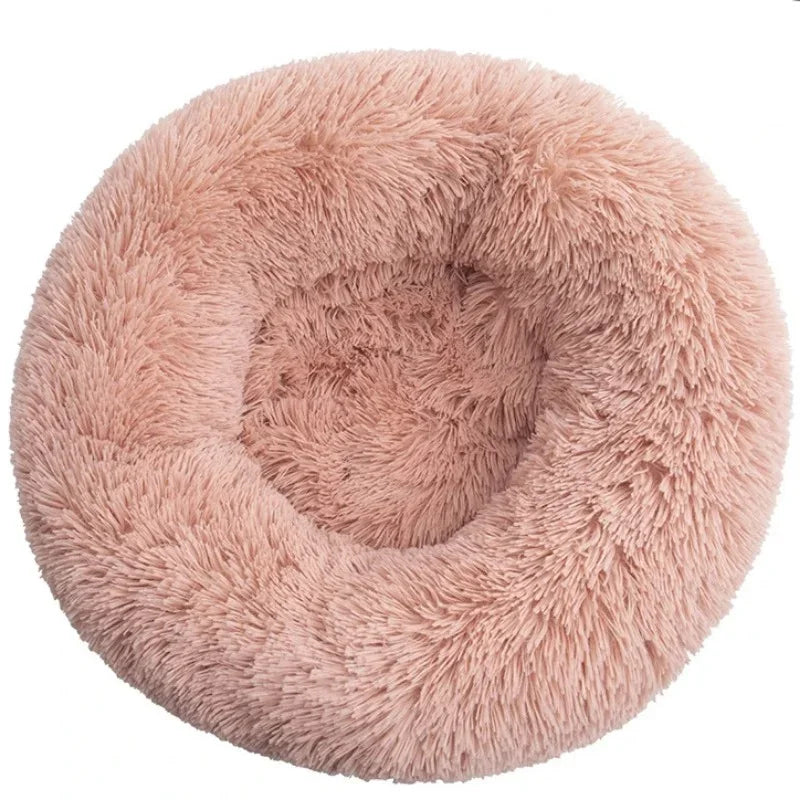 Large Round Pet Bed (40-90cm) - Super Soft Plush Dog House for Medium to Large Dogs and Cats - Cozy Winter Sleeping Solution