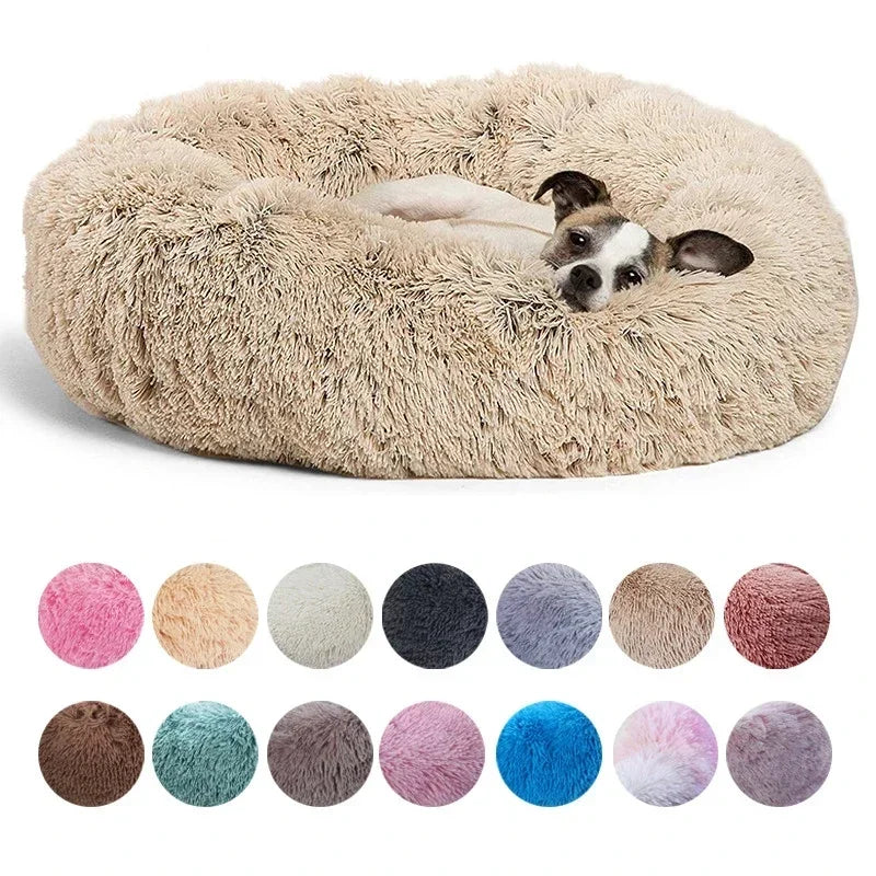 Large Round Pet Bed (40-90cm) - Super Soft Plush Dog House for Medium to Large Dogs and Cats - Cozy Winter Sleeping Solution