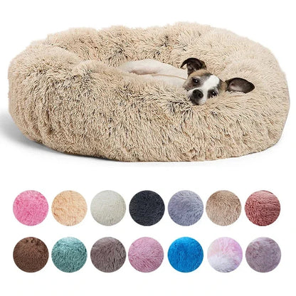 Large Round Pet Bed (40-90cm) - Super Soft Plush Dog House for Medium to Large Dogs and Cats - Cozy Winter Sleeping Solution