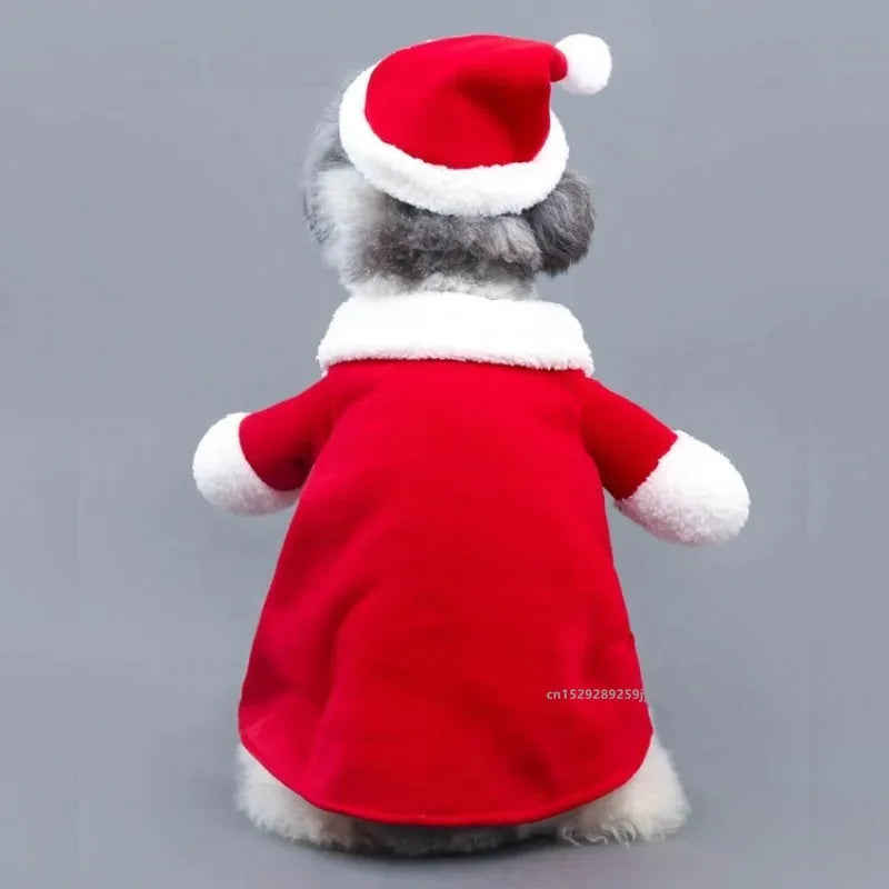 Pet Christmas Clothes Santa Claus Dog Costume Winter Puppy Coat Jacket Suit with Cap Warm Clothing Cosplay for Dogs Cats