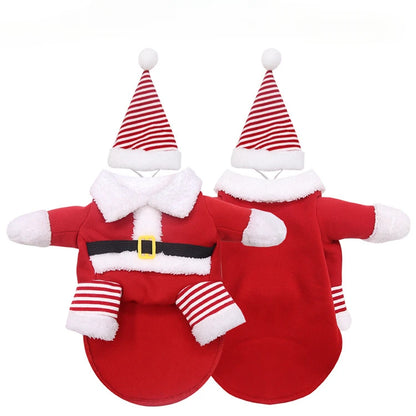 Pet Christmas Clothes Santa Claus Dog Costume Winter Puppy Coat Jacket Suit with Cap Warm Clothing Cosplay for Dogs Cats