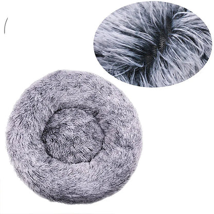Large Round Pet Bed (40-90cm) - Super Soft Plush Dog House for Medium to Large Dogs and Cats - Cozy Winter Sleeping Solution