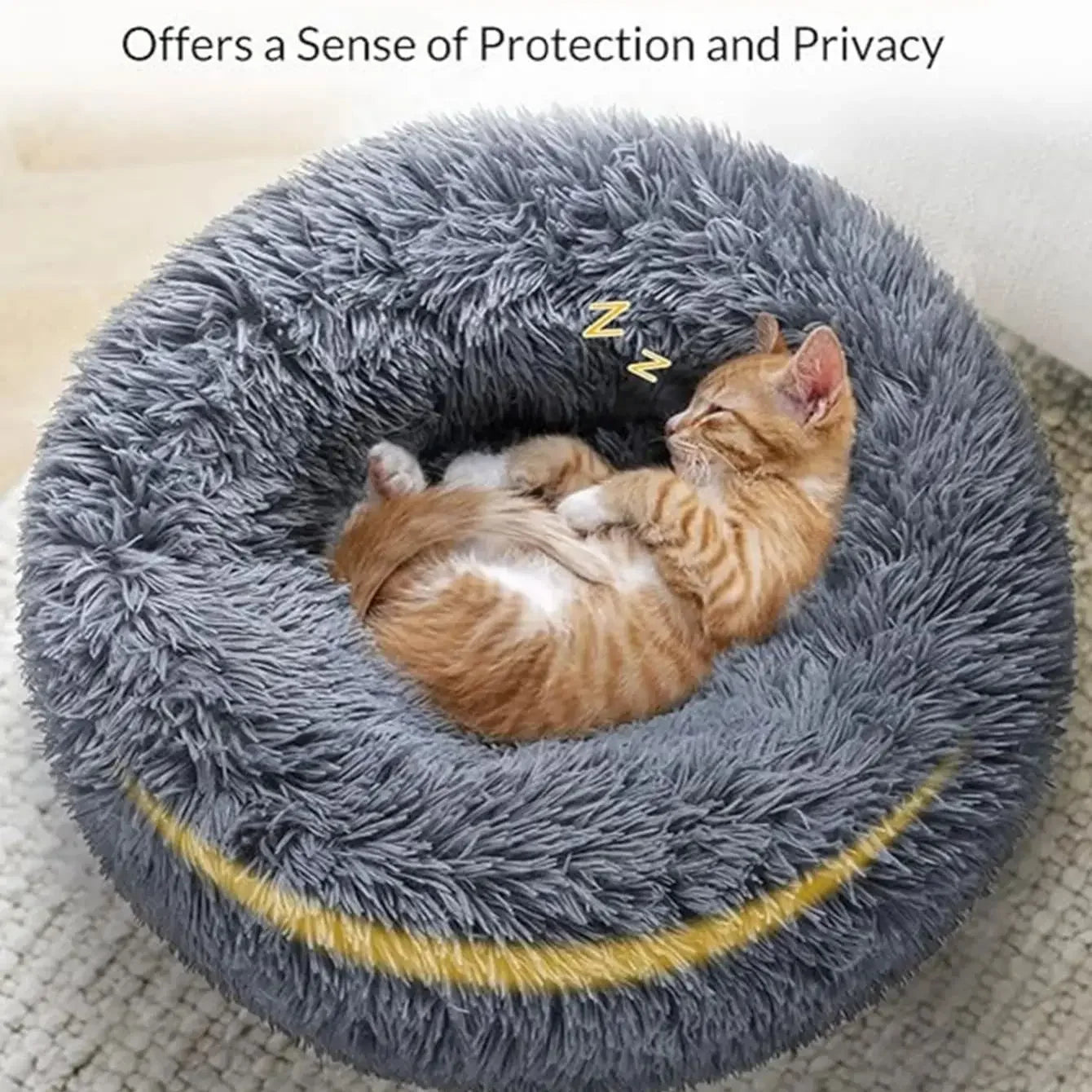 Large Round Pet Bed (40-90cm) - Super Soft Plush Dog House for Medium to Large Dogs and Cats - Cozy Winter Sleeping Solution