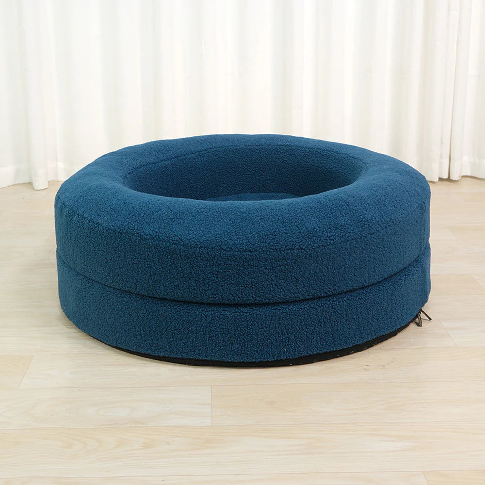 Solid Color Plush Round Cat Bed – Soft Pet Nest for Cats Alingpulse
