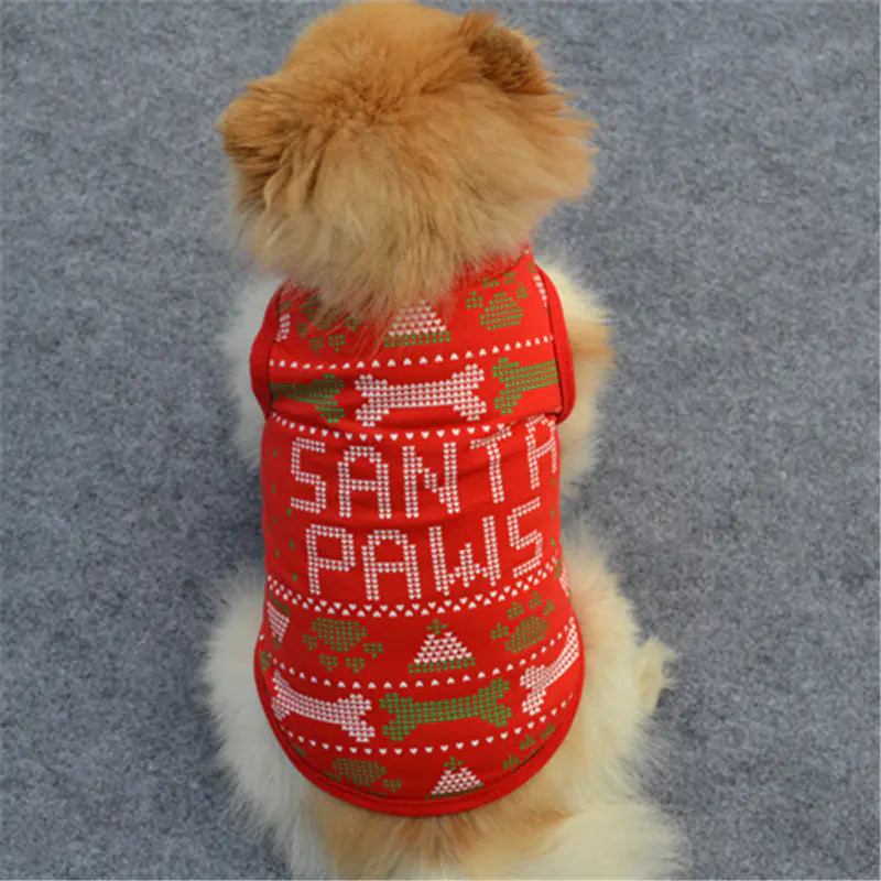 Pet Clothes Cotton Vest for Christmas Celebration Alingpulse